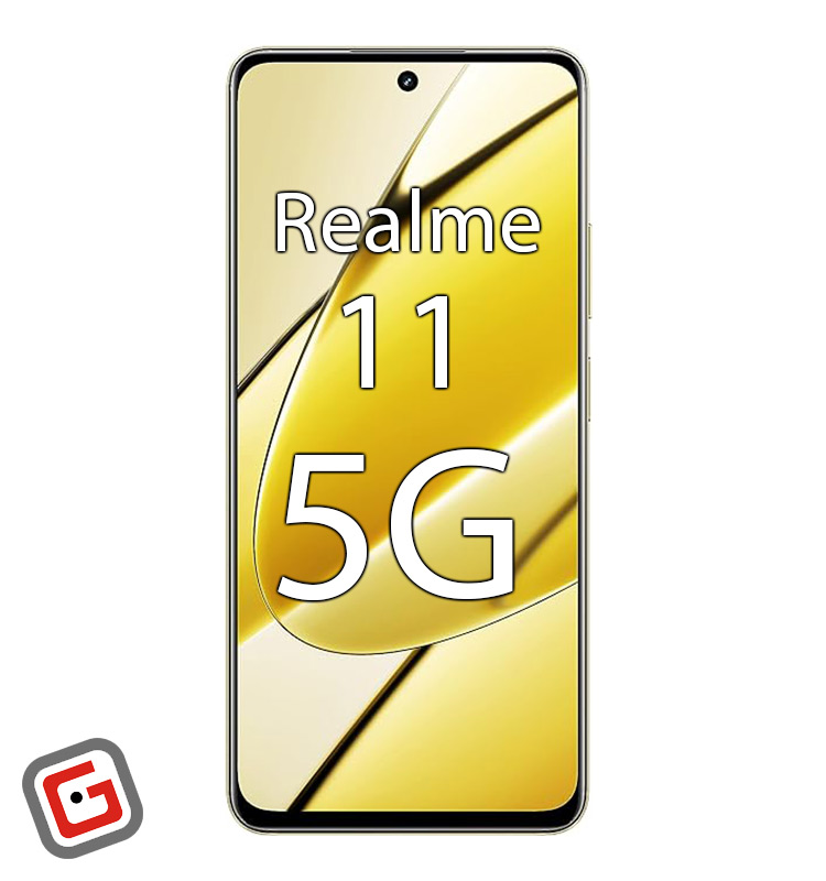 کاور گوشی موبایل ریلمی مدل 5G 11 از نمای روبه‌رو در رنگ طلایی