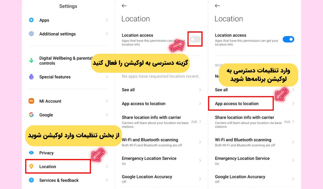 نحوه فعال کردن دسترسی به لوکیشن در گوشی‌های شیائومی