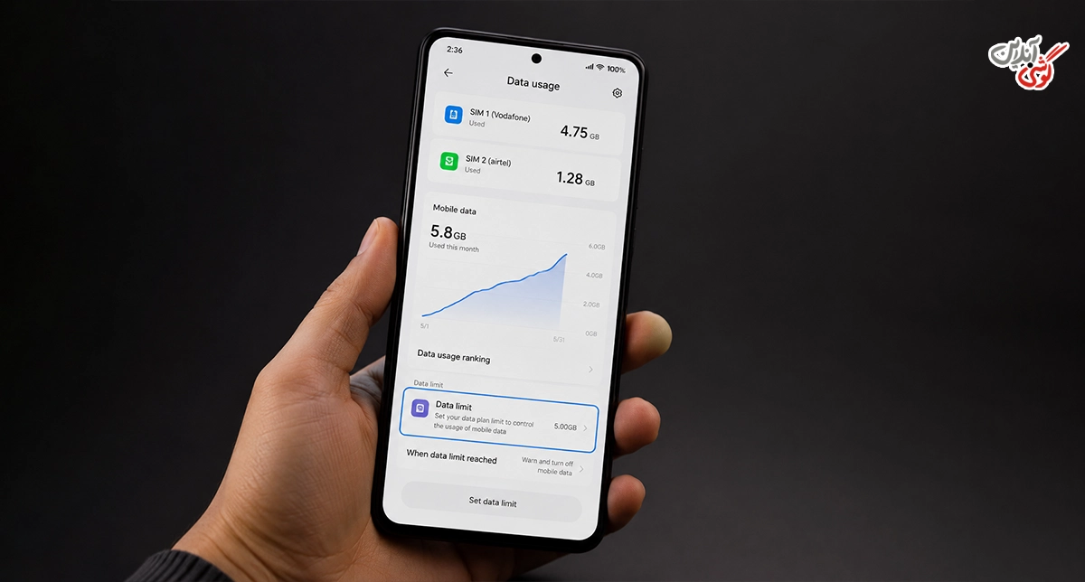 تصویری از بخش Data usage یا مصرف داده گوشی شیائومی