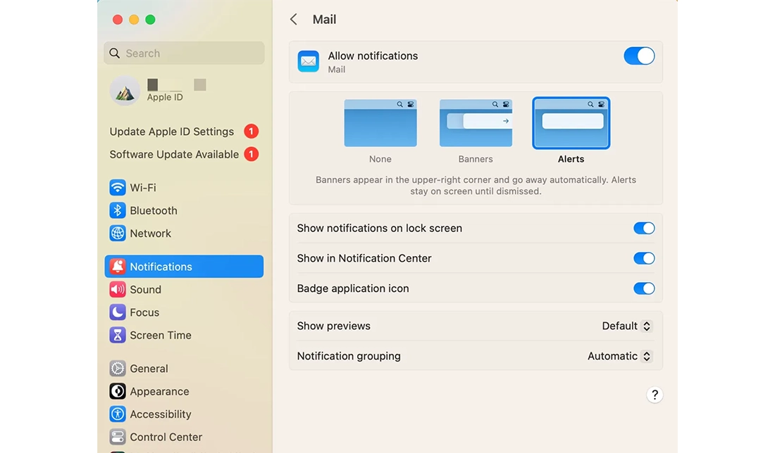آموزش کار با تنظیمات بخش نوتیفیکیشن‌ها در سیستم‌عامل مک
