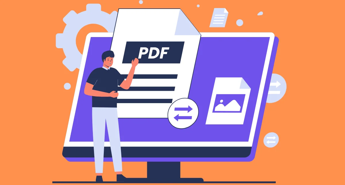 تصویری وکتور در مورد ویرایش فایل PDF در کامپیوتر