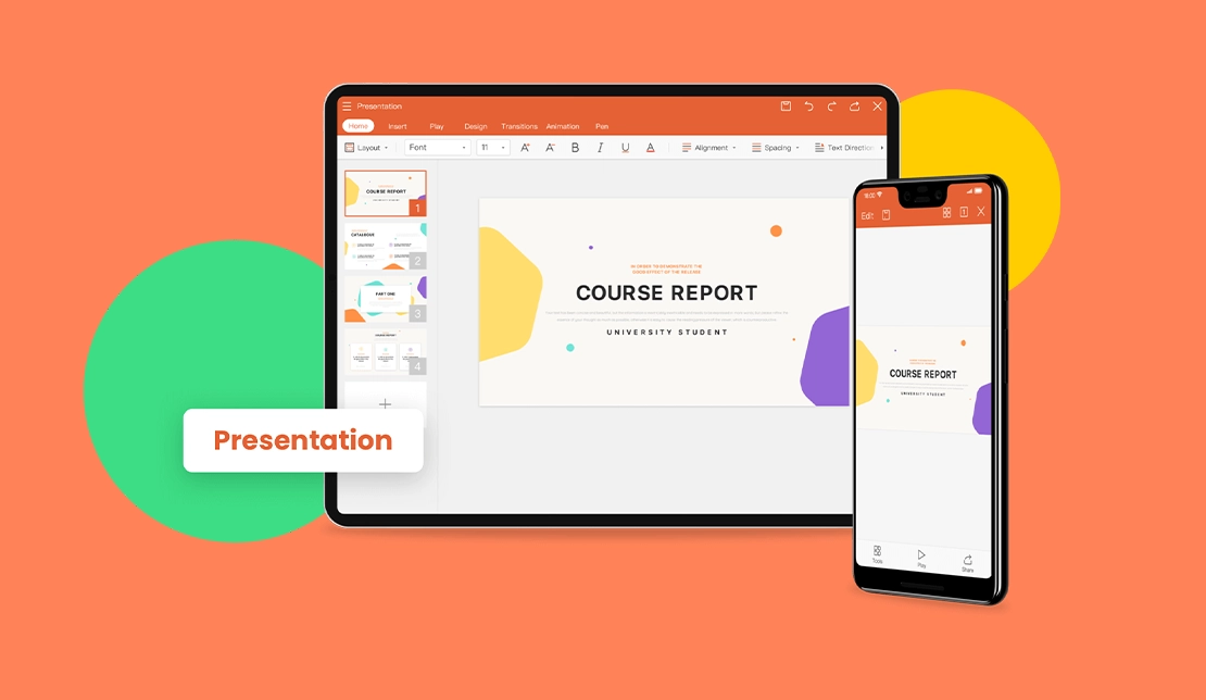 نمایشی از فضای برنامه WPS Office