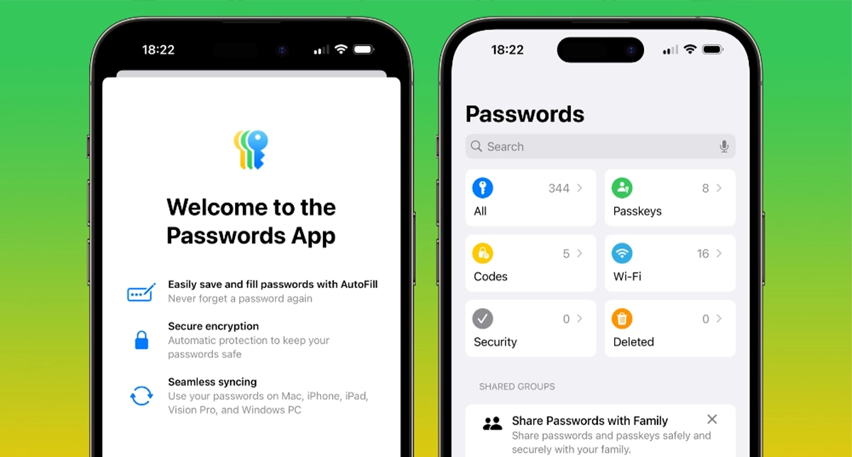 نمایشی از برنامه پسوورد در iOS 18