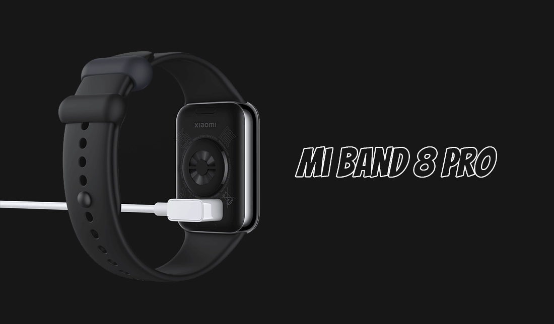 نمای پشت و در حال شارژ ساعت هوشمند Mi Band 8 Pro