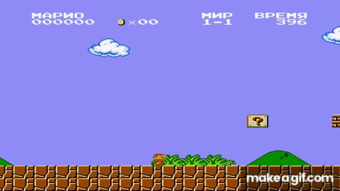 تصویر متحرک بازی سوپر ماریو و لحظه قدرت گرفتن ماریو توسط خوردن قارچ