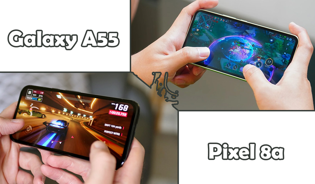 نمایش کیفیت عملکرد پردازنده گوشی سامسونگ گلکسی A55 5G و گوگل پیکسل 8a در بازی
