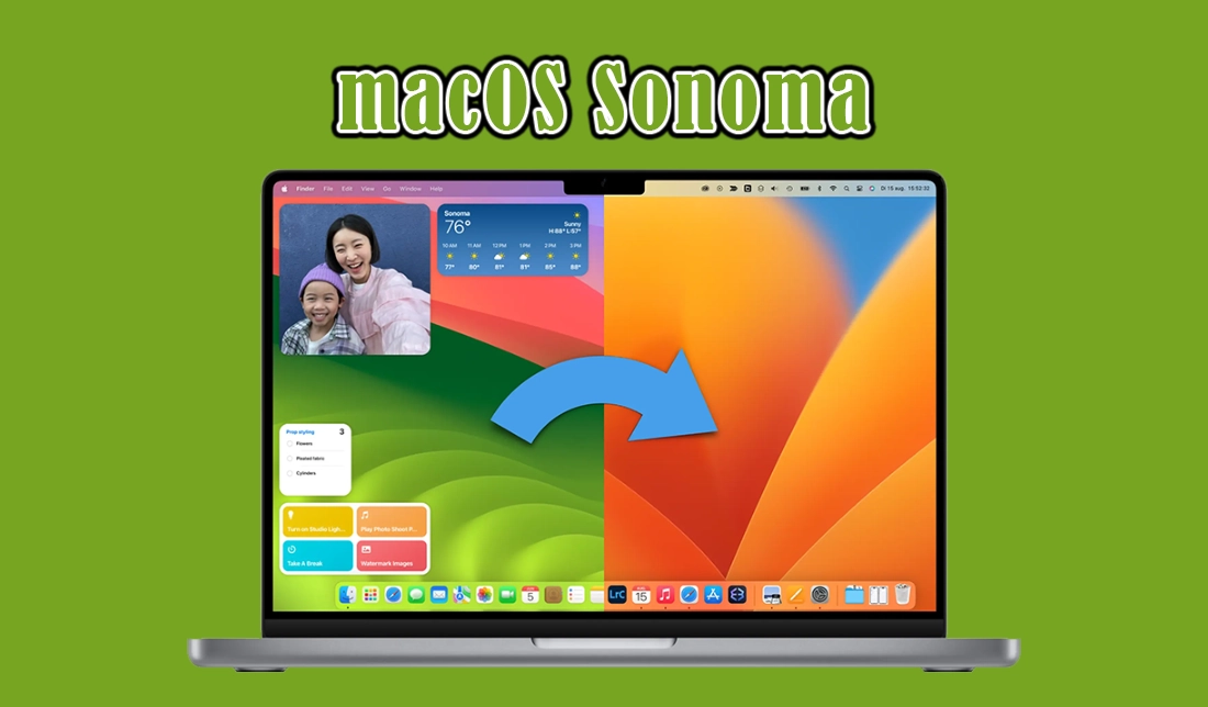 نمایش محیط سیستم‌عامل macOS Sonoma مک‌بوک Pro M3 اپل