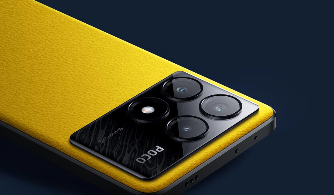طراحی دوربین پشت Poco X6 Pro رنگ زرد