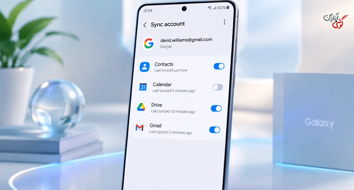  تصویری مرتبط با صفحه Sync account یا «همگام‌سازی حساب» برای حساب Google در گوشی سامسونگ