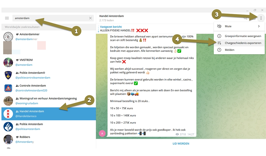 آموزش استفاده از گزینه "Export Chat History" برای بک آپ گیری از اطلاعات در تلگرام