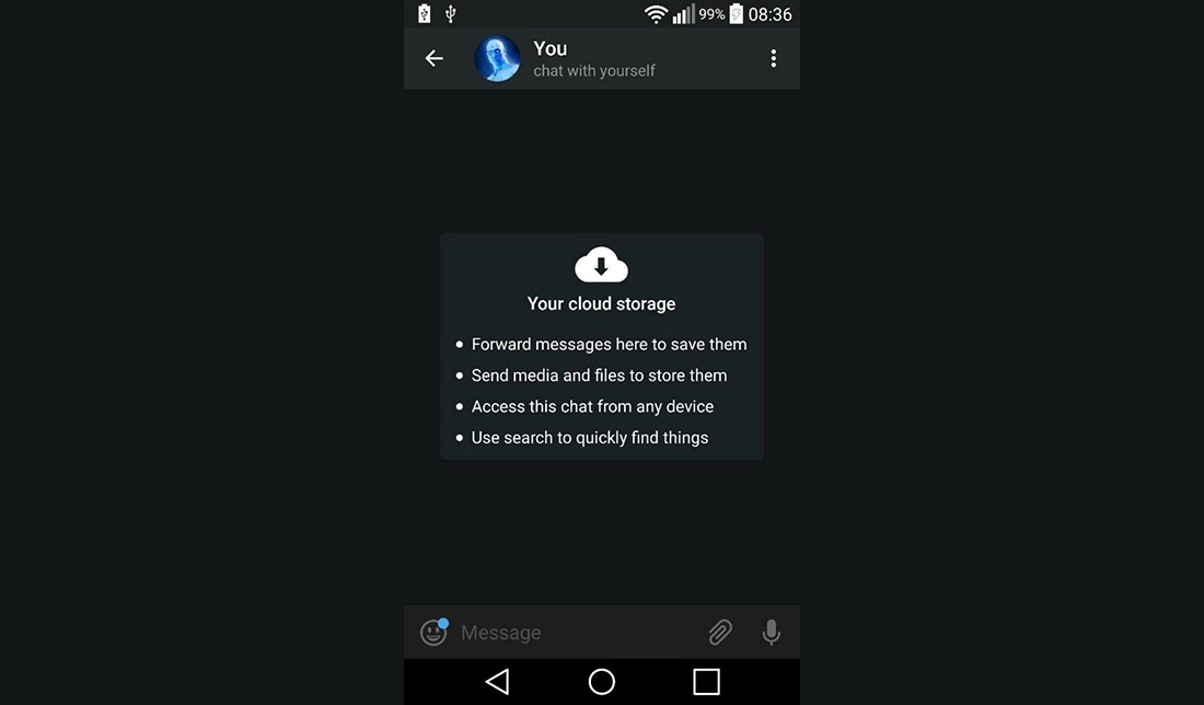 نمایش  Cloud Telegram در صفحه چت تلگرام