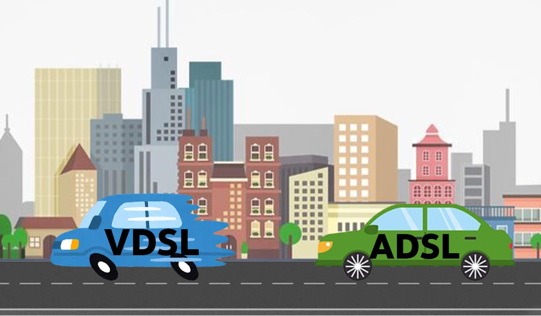 نمایش تفاوت میان adsl  و vdsl