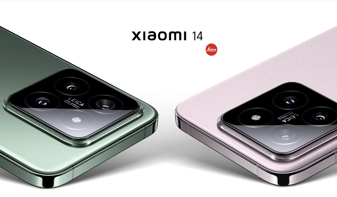 تصویر مجموعه دوربین گوشی شیائومی 14 در پنل پشتی (رنگ‌های صورتی و سبز)