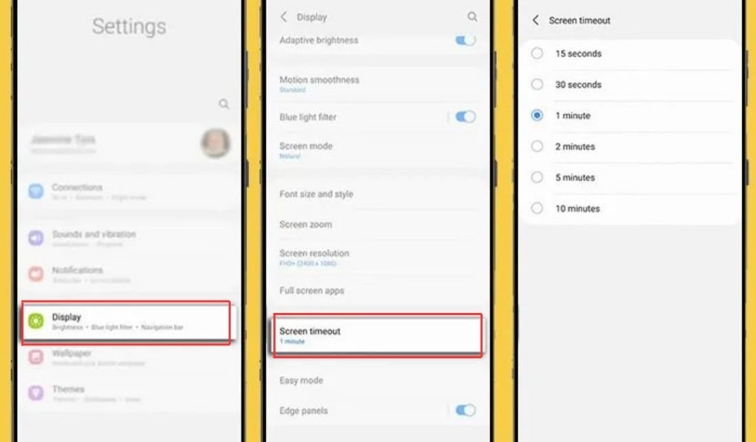نحوه تغییر زمان روشن ماندن صفحه‌نمایش در گوشی سامسونگ