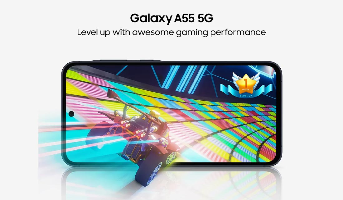 نمایش کیفیت عملکرد پردازنده گوشی گلکسی A55 در بازی