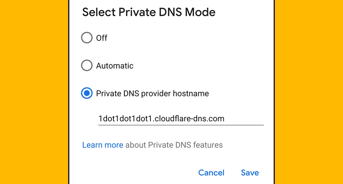 نمایش گزینه Private DNS provider hostname در بخش تنظیمات DNS در اندروید