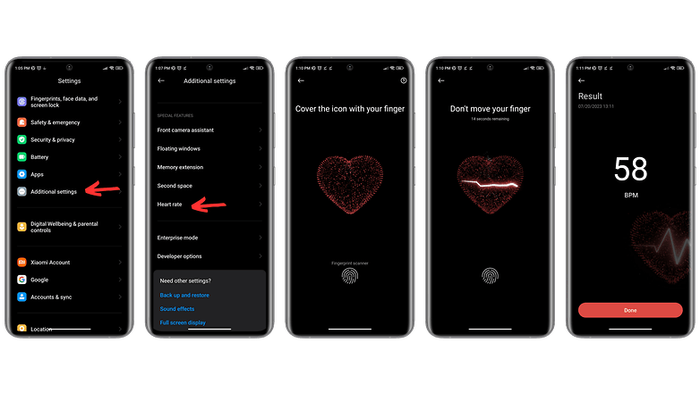 اسکرین‌شات تنظیمات اندازه‌گیری ضربان قلب با گوشی‌های شیائومی