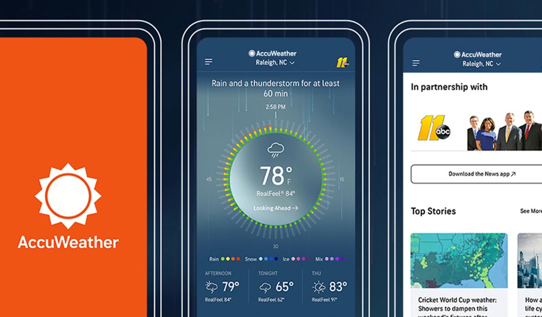 فضای کاربری اپلیکیشن هواشناسی AccuWeather