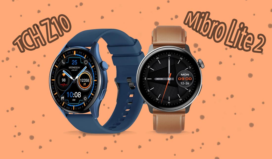 ساعت هوشمند Mibro Lite 2 و TCH Z40 در کنار هم در کنار نمایش اسم هر ساعت