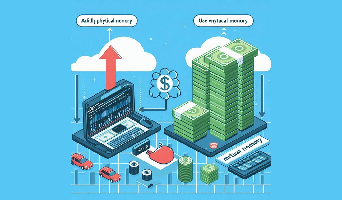 تصویری که نشان می‌دهد خرید حافظه فیزیکی بسیار گران‌تر از ارتقا حافظه مجازی کامپیوتر است