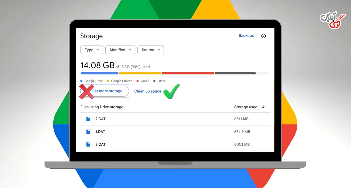 تصویری مرتبط با مدیریت فضای حساب Google
