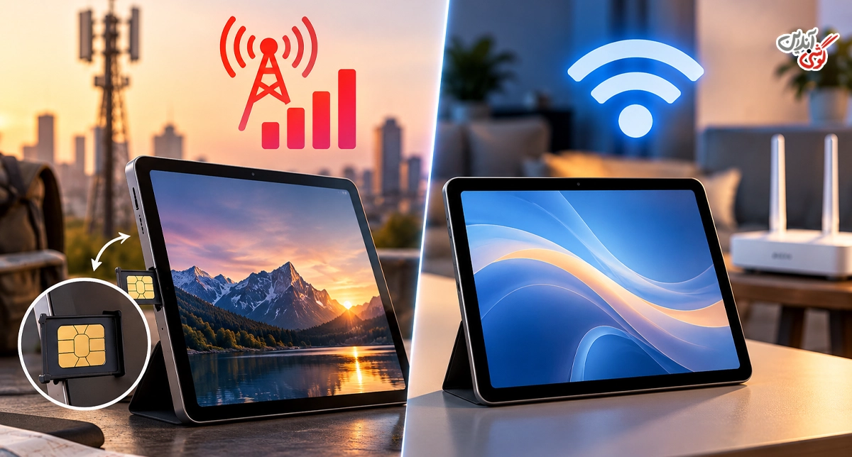 تصویری برای نشان دادن تفاوت تبلت سیم کار خور و تبلت Wi-Fi