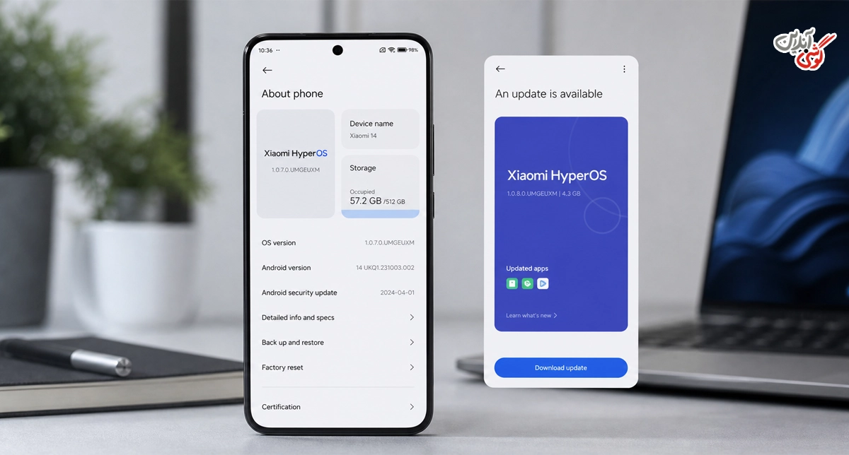 تصویری مرتبط با بخش About phone (درباره تلفن) و بهروزرسانی HyperOS یا MIUI در گوشی شیائومی