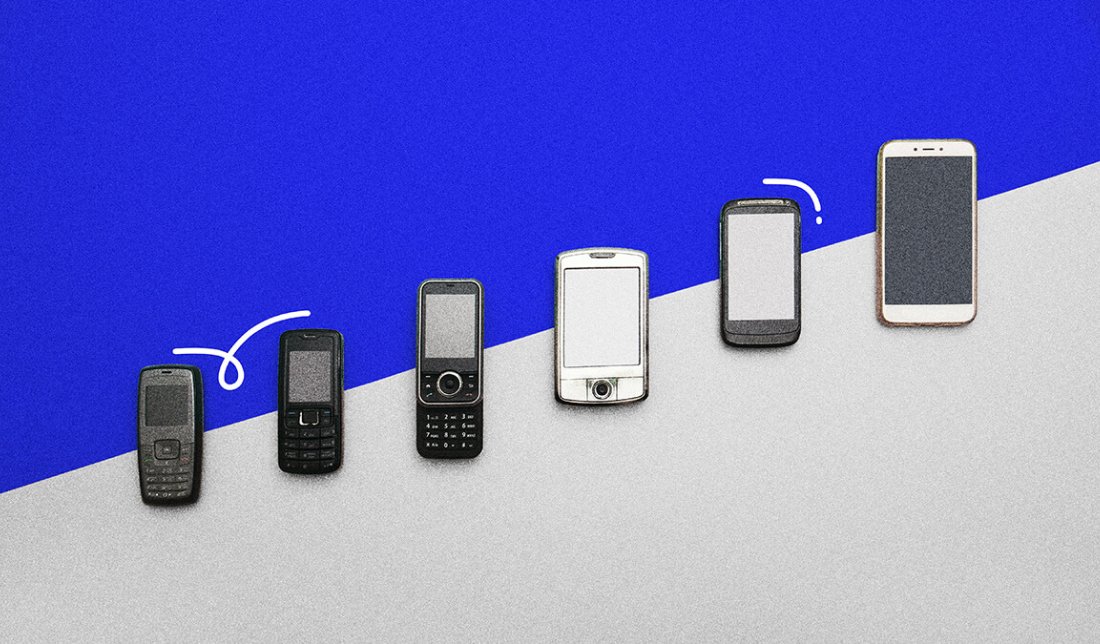 نمایشی از گوشی‌های موبایل از قدیم تا کنون