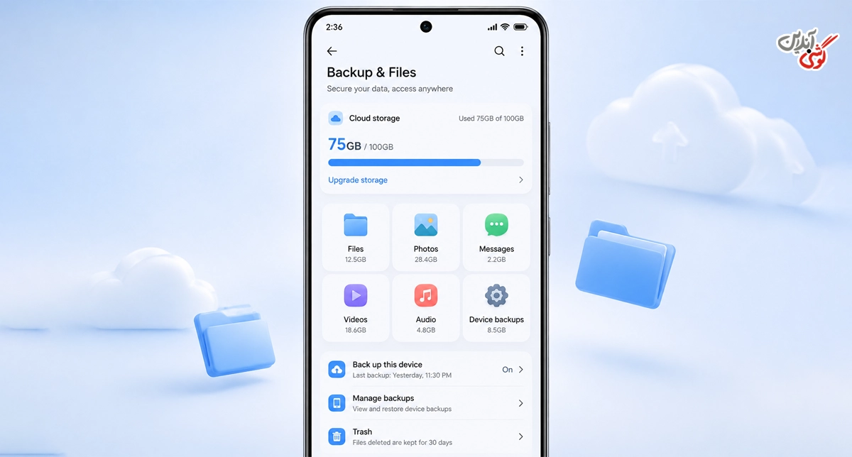 تصویری از بخش فایل‌ها یا اطلاعات پشتیبان‌گیری‌شده در Xiaomi Cloud