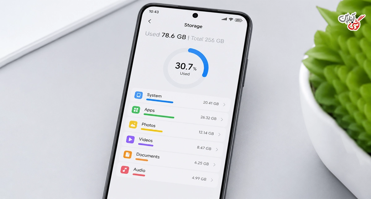 تصویری از صفحه Storage (فضای ذخیره‌سازی) گوشی شیائومی