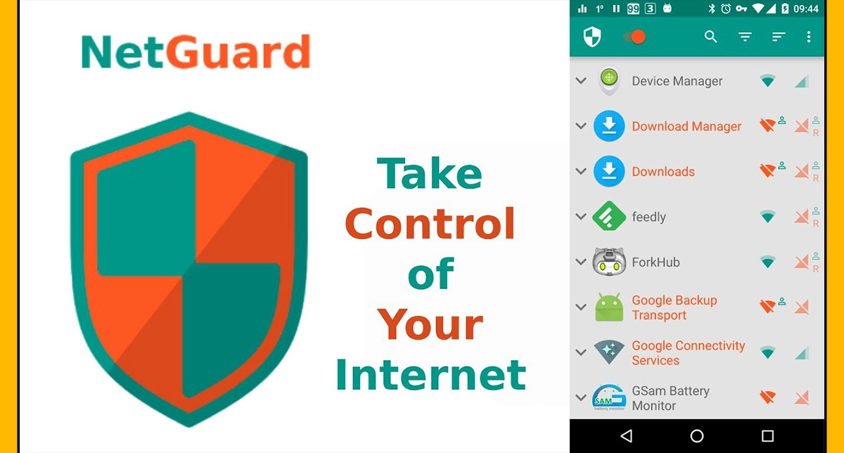 نمایش لوگو و محیط کاربری اپلیکیشن NetGuard