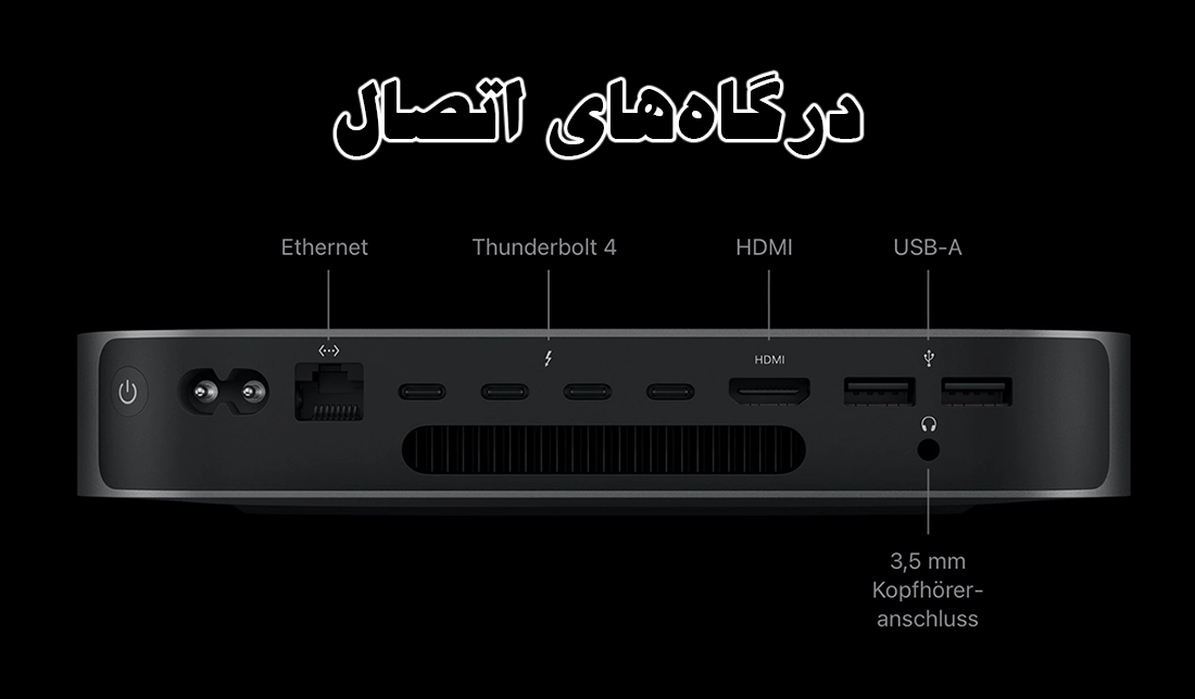 نمایش درگاه‌های ارتباطی مک مینی 2023 اپل