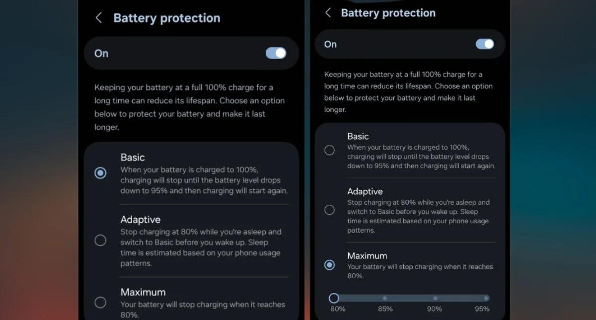 نمایش قابلیت Manual Battery Limit در One UI 7