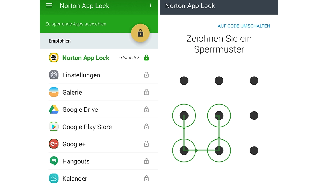 نمایش بخش کاربری برنامه Norton App Lock