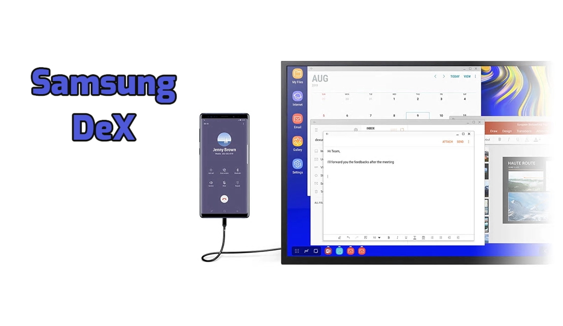 نمایش منو فناوری Samsung DeX روی دسکتاپ