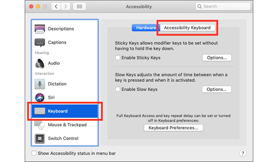 آموزش مدیریت میانبرهای Accessibility در سیستم‌عامل مک