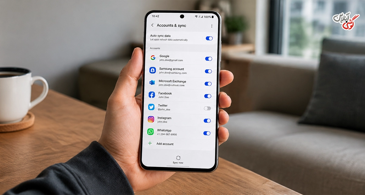 تصویری مرتبط با بخش Accounts & sync (حسابها و همگامسازی) گوشی شیائومی و تنظیم Sync مخاطبین حساب Google.
