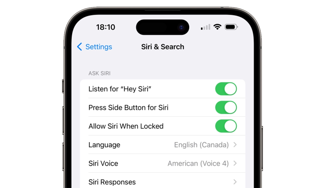 مسیر Settings > Siri & Search در آیفون