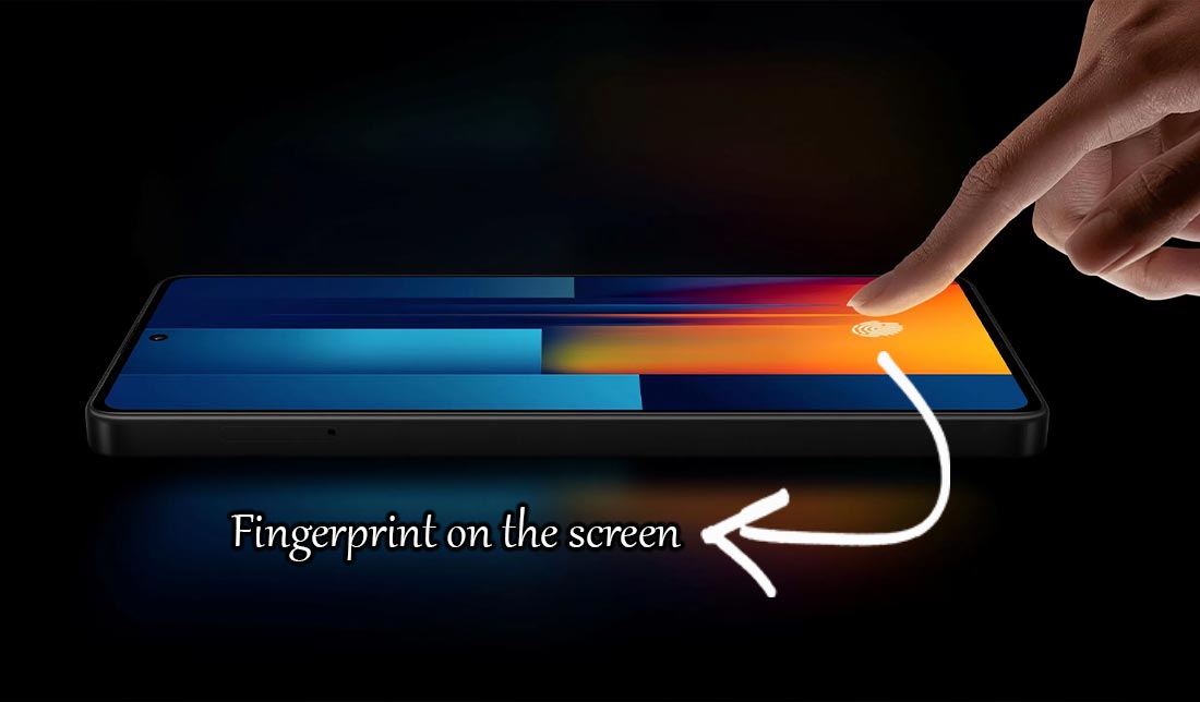 نمایش کیفیت نمایشگر گوشی پوکو X6 و نشان دادن محل اسکن اثر انگشت روی صفحه