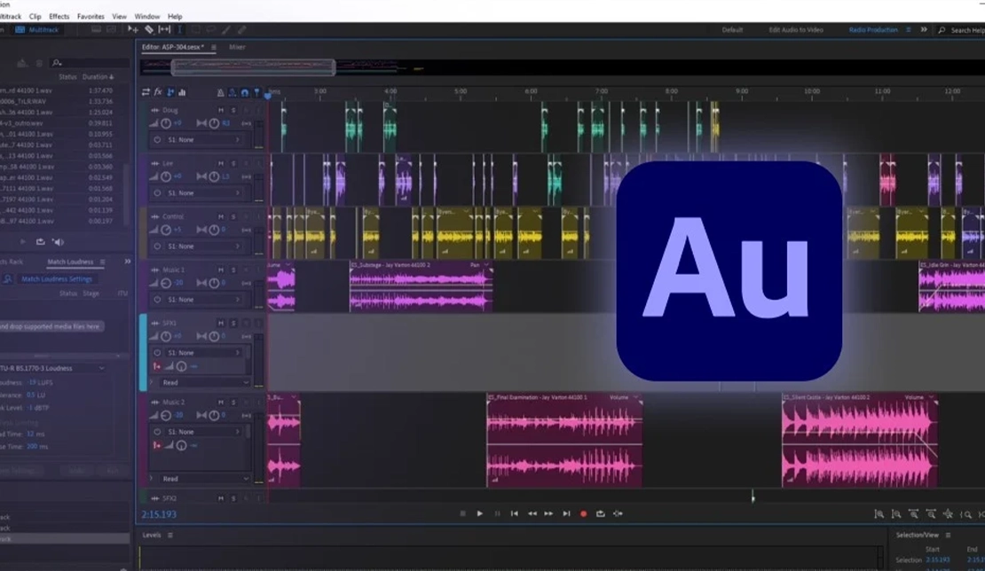 نمایش لوگو و فضای داخلی برنامه ویرایش صدای Adobe Audition