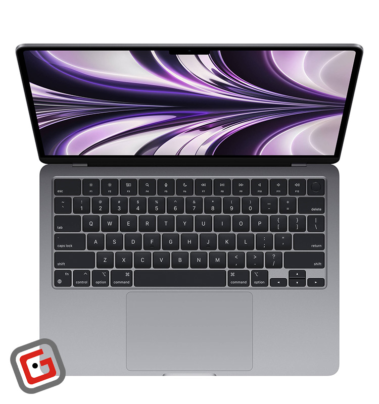 لپ تاپ 13.6 اینچی اپل مدل MacBook Air MLXW3 2022 از نمای بالا به صورت باز