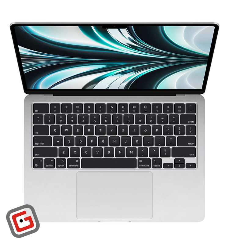 لپ تاپ 13.6 اینچی اپل مدل MacBook Air MLY03 2022 از نمای بالا به صورت باز