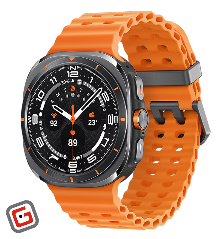 ساعت هوشمند سامسونگ مدل Galaxy Watch Ultra 47mm رنگ نارنجی نمای سه‌رخ