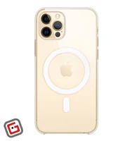 گوشی موبایل اپل iphone 12 pro طلایی داخل کاور شفاف مدل مگ سیف