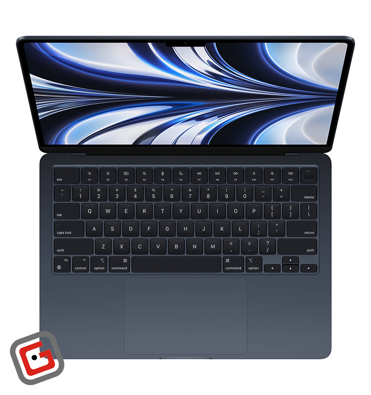 لپ تاپ 13.6 اینچی اپل مدل MacBook Air MLY43 2022 از نمای بالا به صورت باز