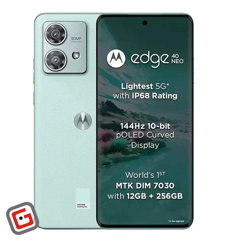گوشی موبایل موتورولا مدل Edge 40 Neo 5G رنگ آبی روشن، نمایشگر و دوربین