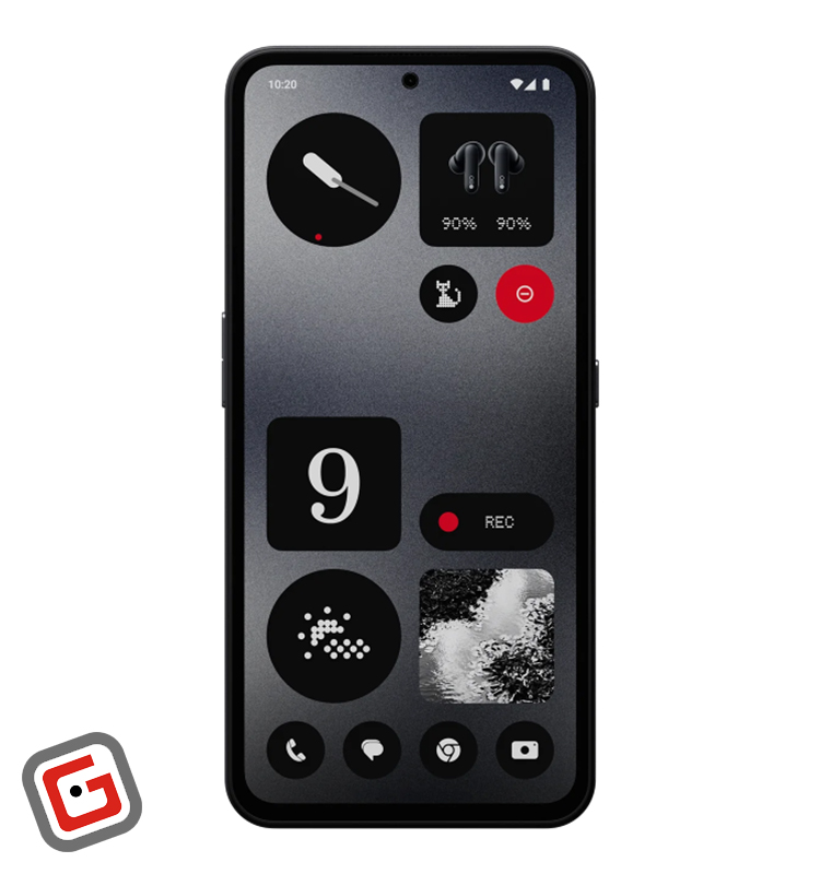 گوشی موبایل ناتینگ مدل CMF Phone 1 رنگ مشکی از نمای رو‌به‌رو
