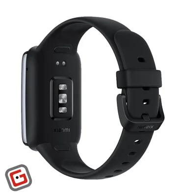 مچبند هوشمند شیائومی Mi Band 7 Pro رنگ خاکستری از نمای پشت با بند مشکی