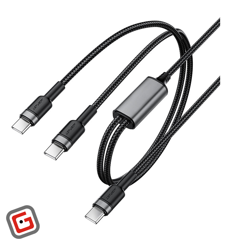 کابل USB-C به دو USB-C ایس فست مدل C22-02 توان ۱۰۰ وات