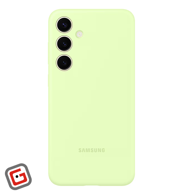قاب سیلیکونی گوشی سامسونگ مدل Galaxy S24 Plus رنگ لیمویی در حالت نمایش دوربین ها در قاب